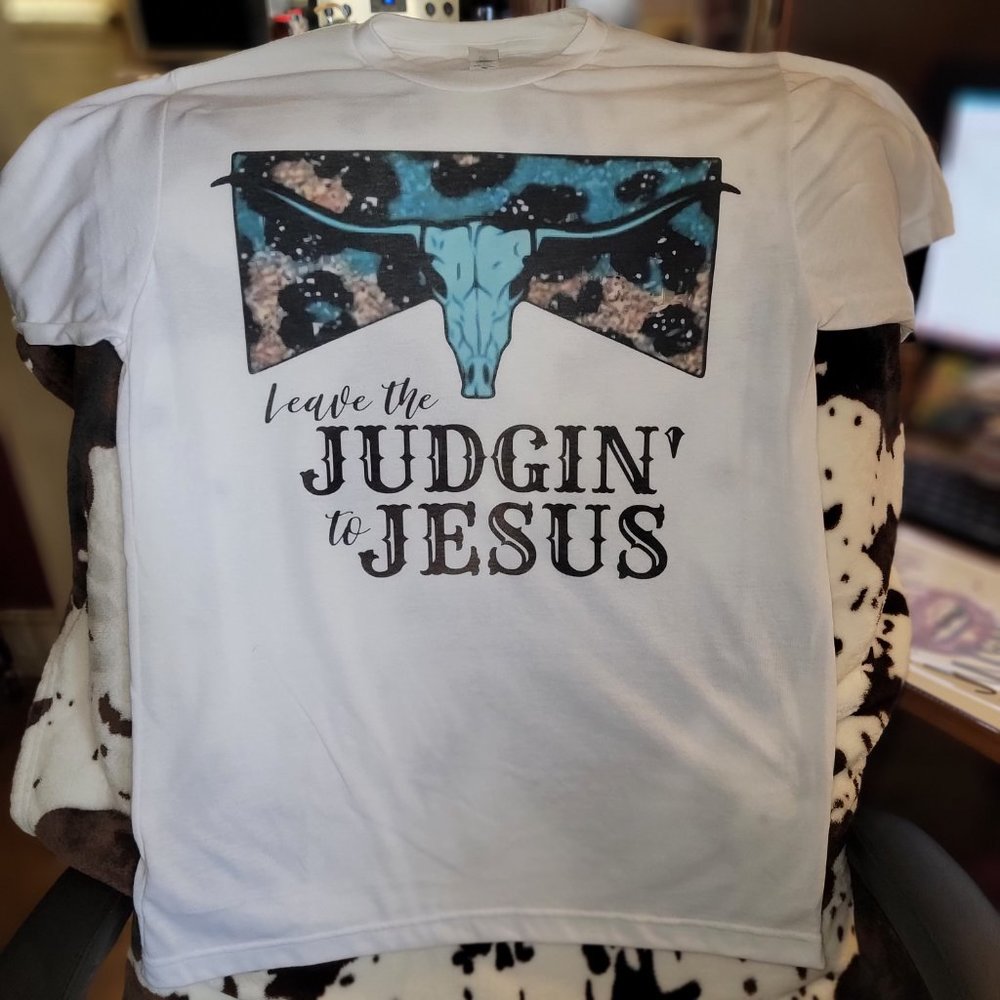 5 Pack Leave The Judgin To Jesus Western Womens White Short Sleeve T-Shirt